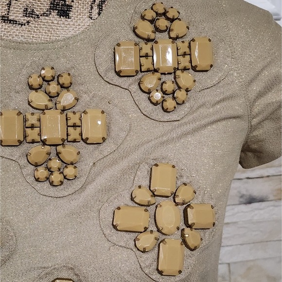 Karta metallic gold beaded front 50s 60s style cocktail party mini dress size Xs - Picture 9 of 10